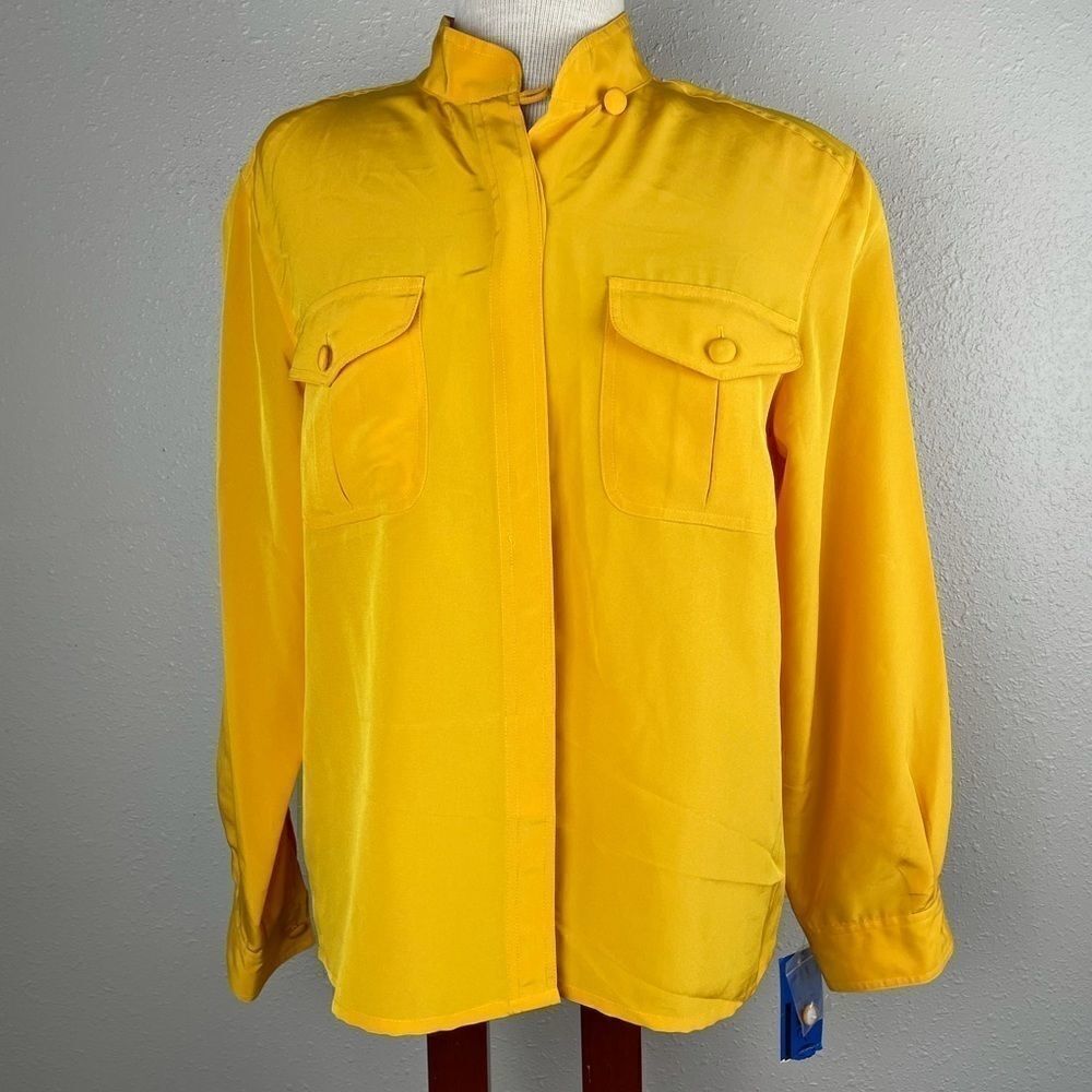 NWT Vintage SK & Company Polyester Button Down Shirt Size 10